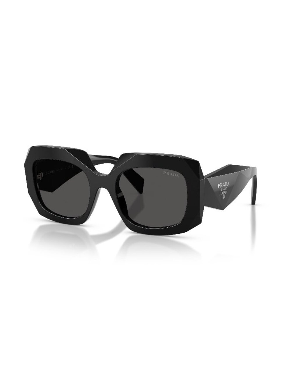 New Prada Women's Sunglasses Black Grey Lens Acetate Frame PR B23S 16K08Z 54